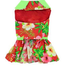 Load image into Gallery viewer, Dog Harness Dress Red Lagoon Hawaiian hibiscus
